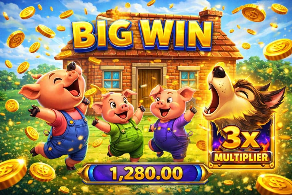 Greedy Wolf 빅윈 화면과 3배 멀티플라이어가 강조된 슬롯 이미지